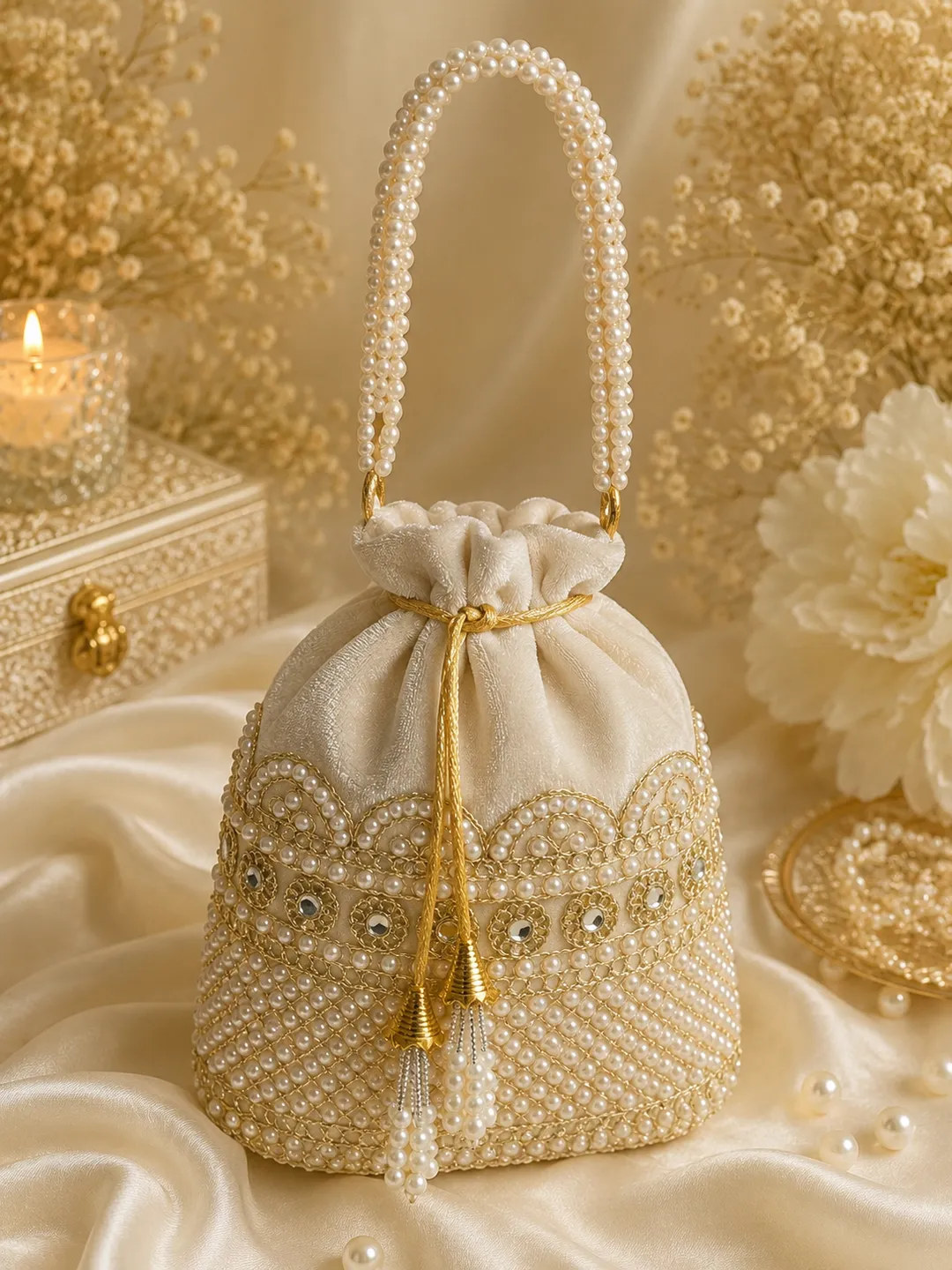 White Pearl Potli