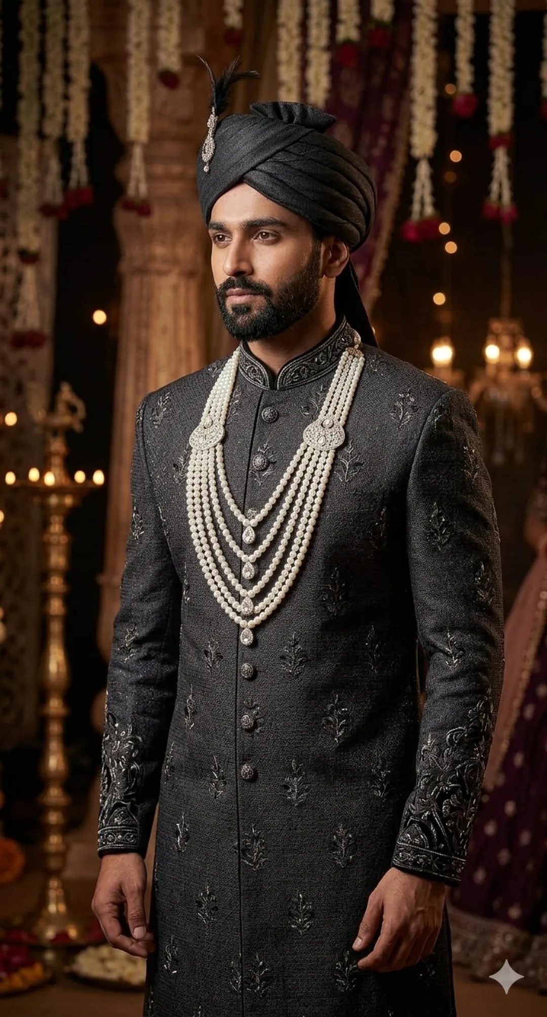 Groom's Layered Pearl Haar