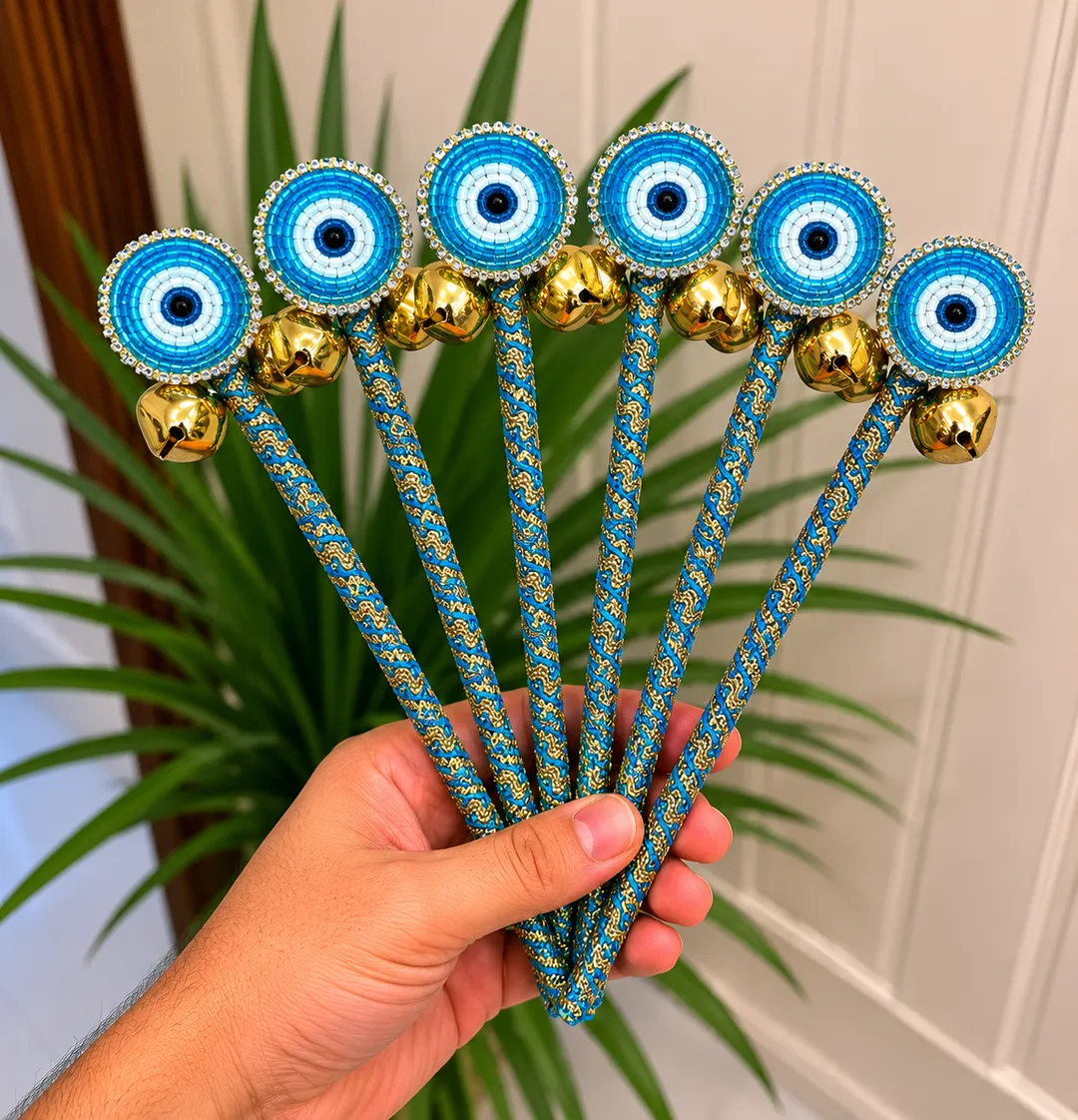Blue Evil Eye Ghungroo Sticks (Pack of 10)
