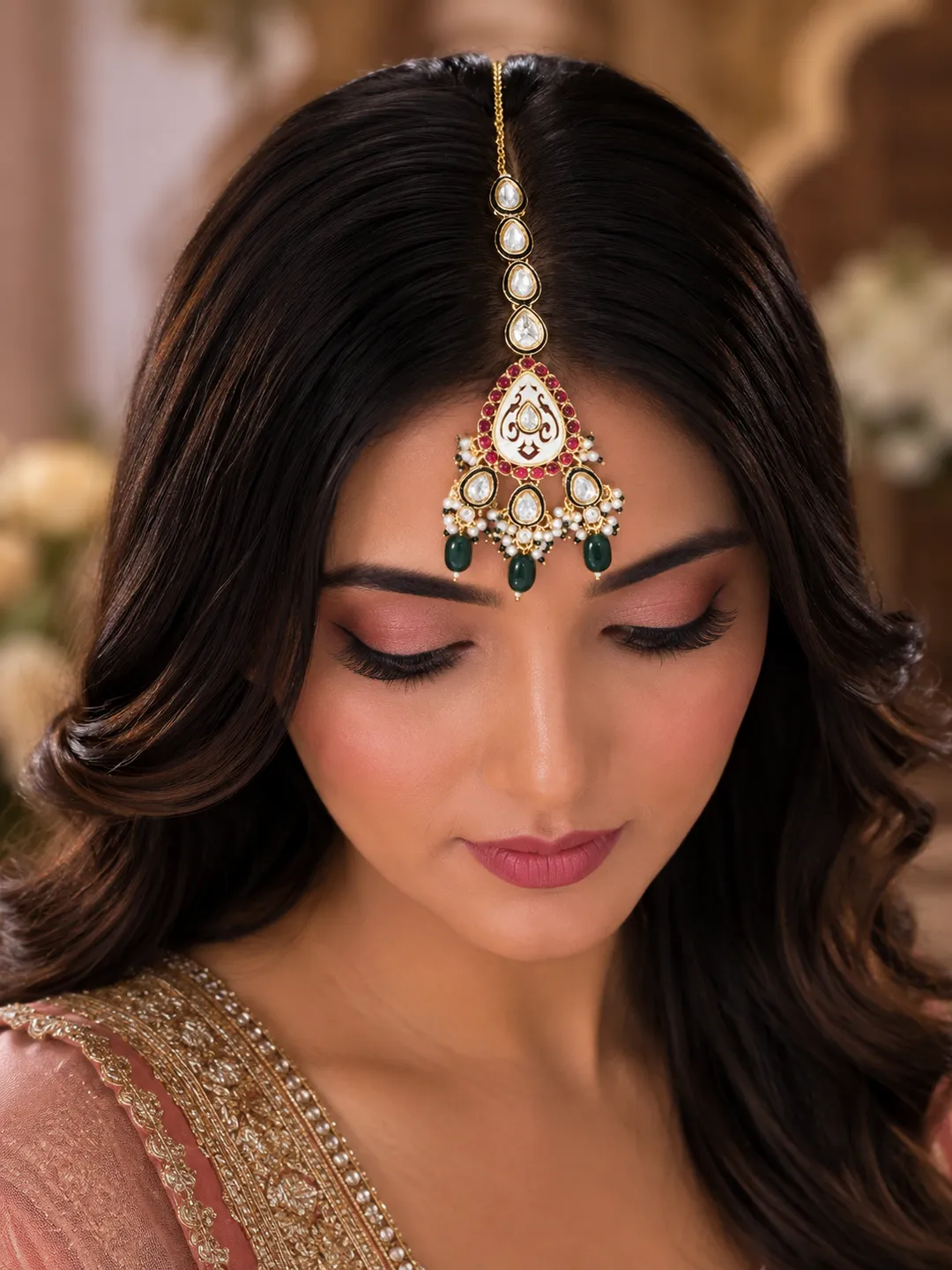 Emerald Chandrika Maang Tikka