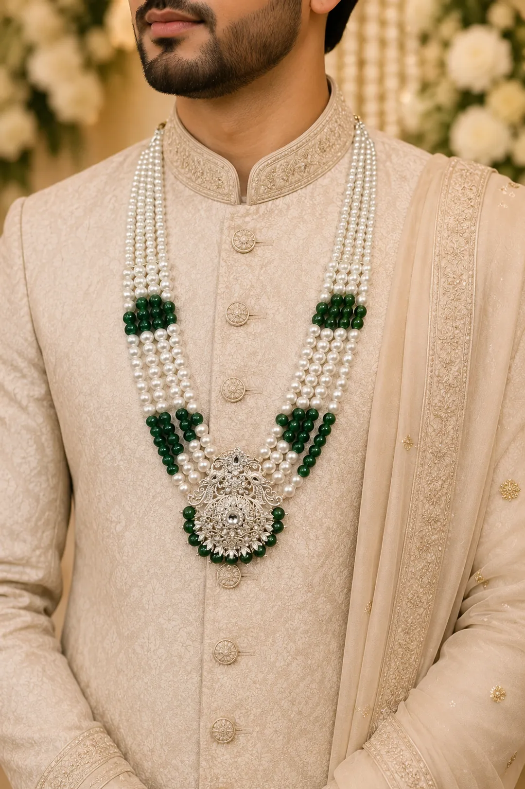 Shahi Green Pearl mala