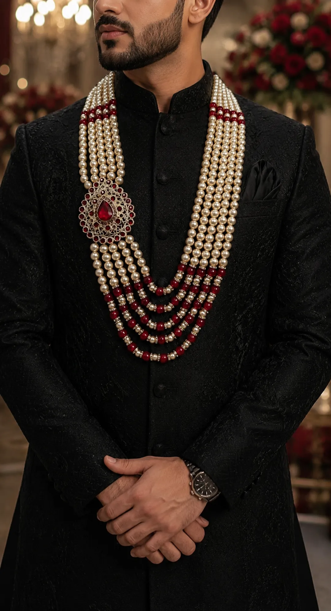 Luxurious Red Pearl Kantha