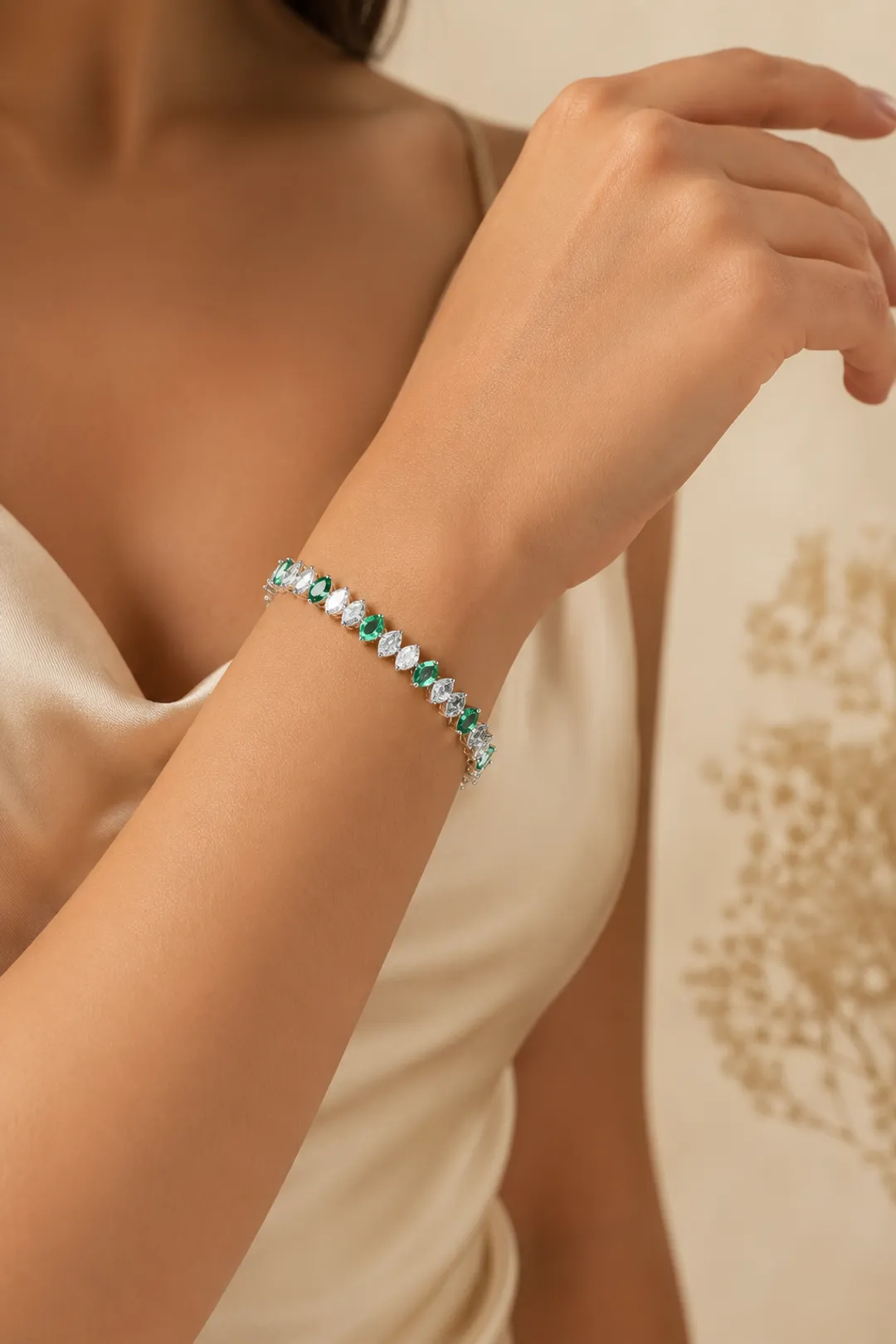 Marquise Cut Emerald Bracelet