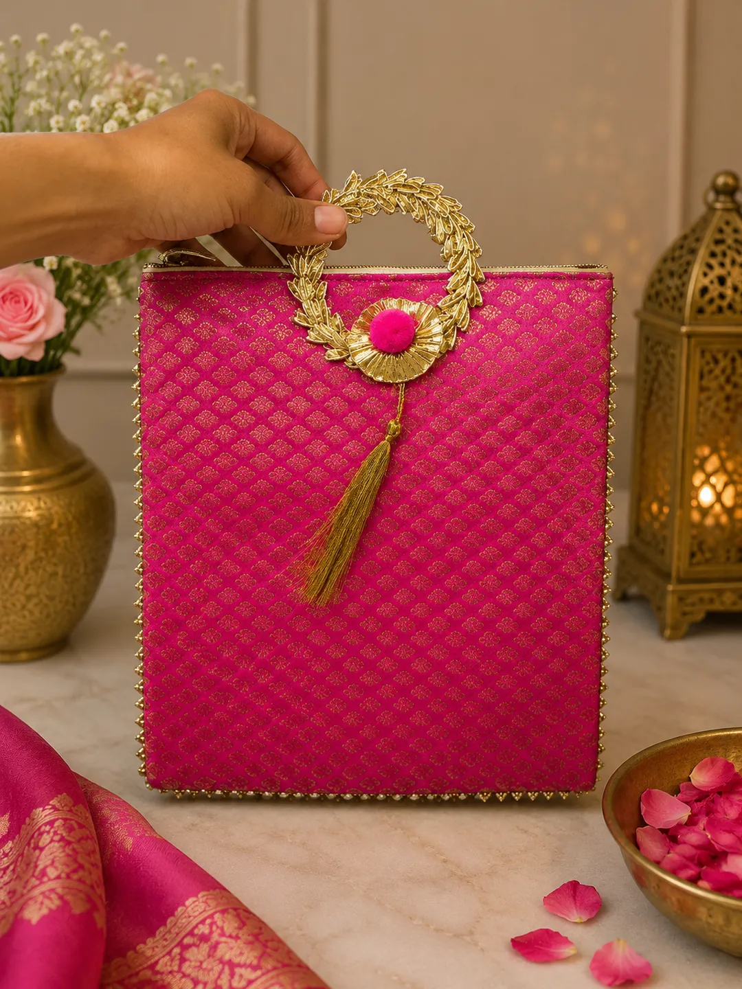 Pink Banarsi Tote