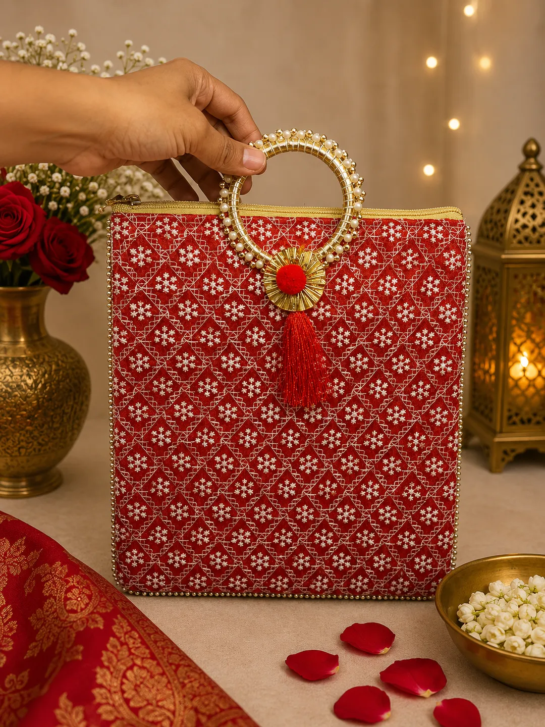 Ruby Blossom Potli Tote