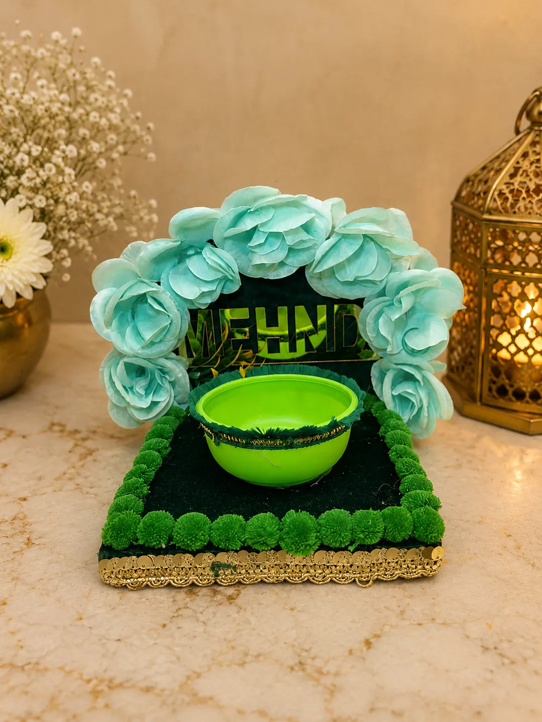 Floral Mehndi Bowl Stand