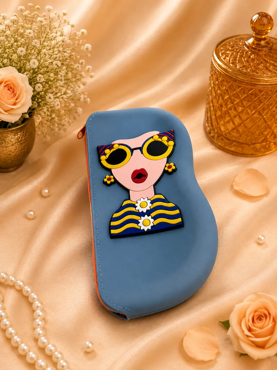 Blue Silicone Sunglass Case