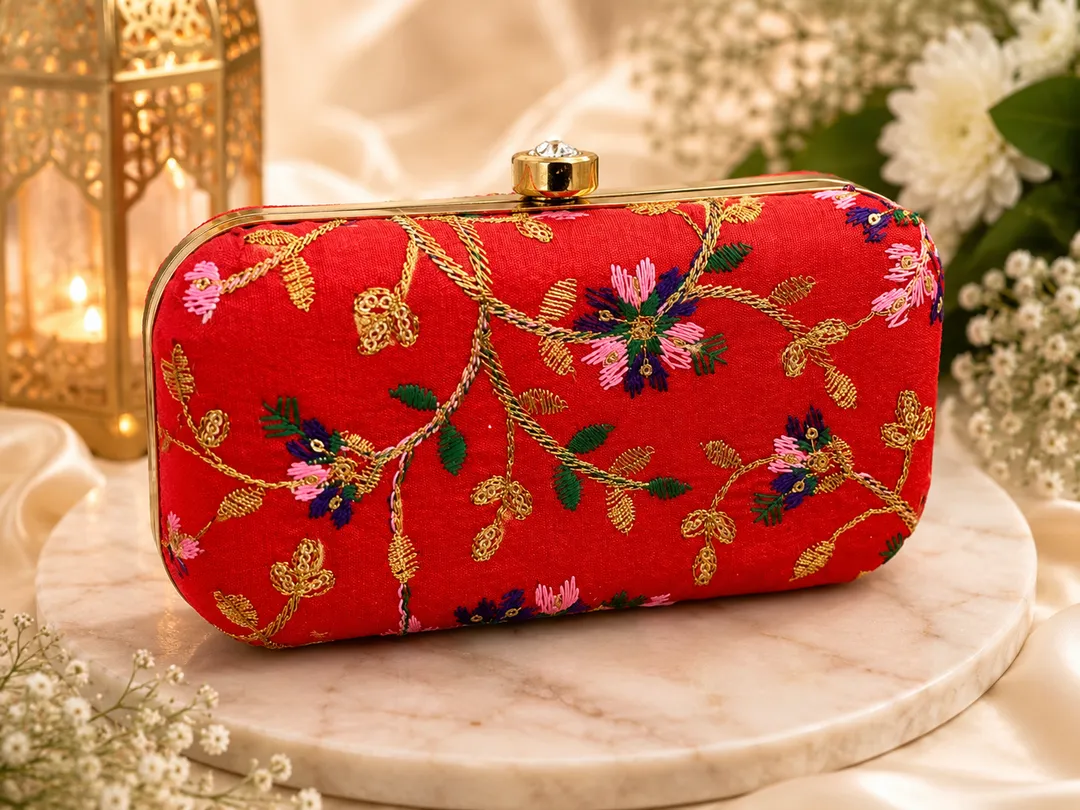 Red Floral Clutch