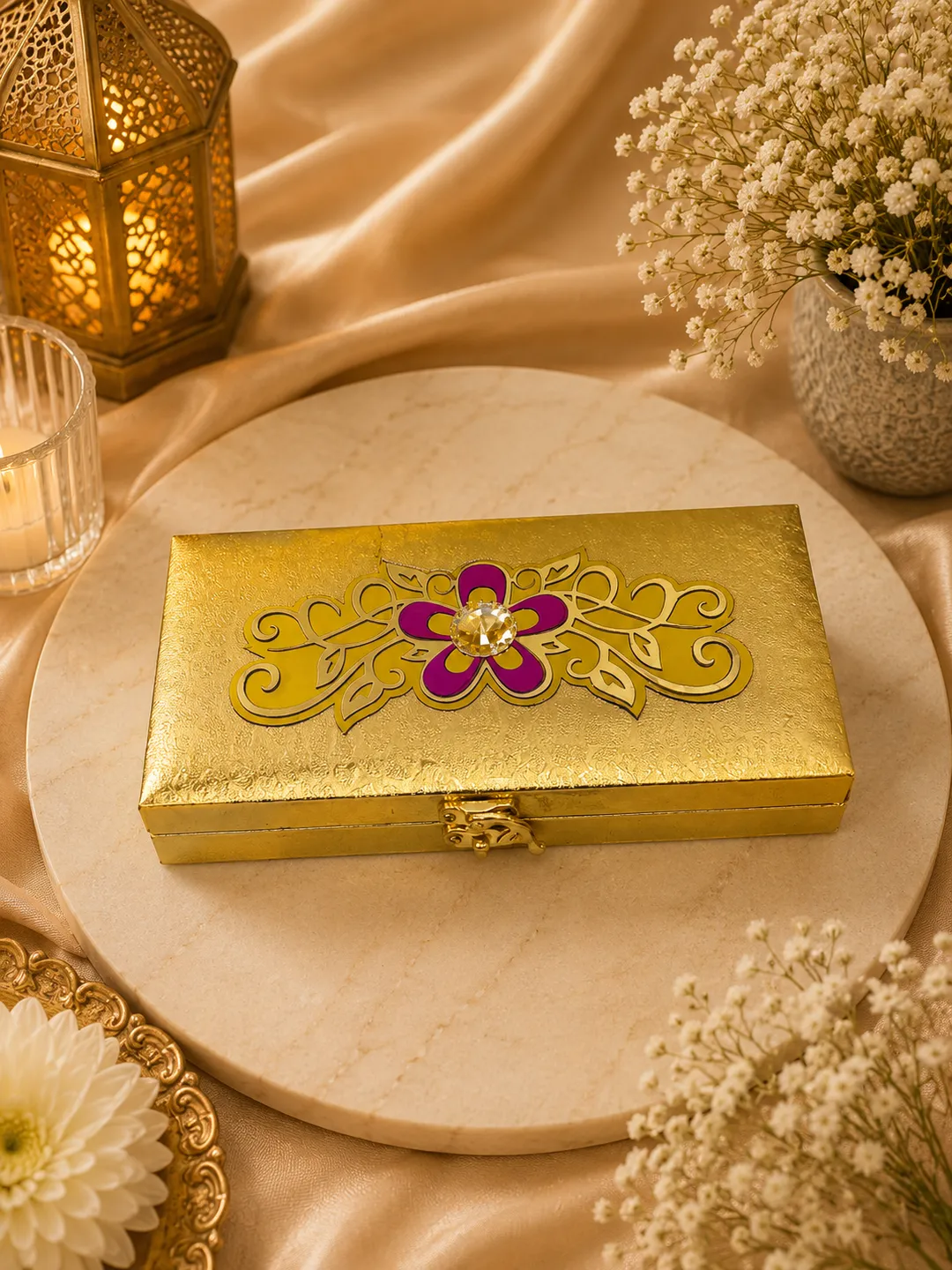 Floral Gold Cash Box 