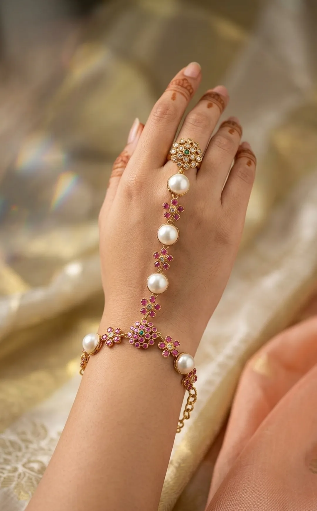 Elegant Pink Floral Hathphool (Single Pics)