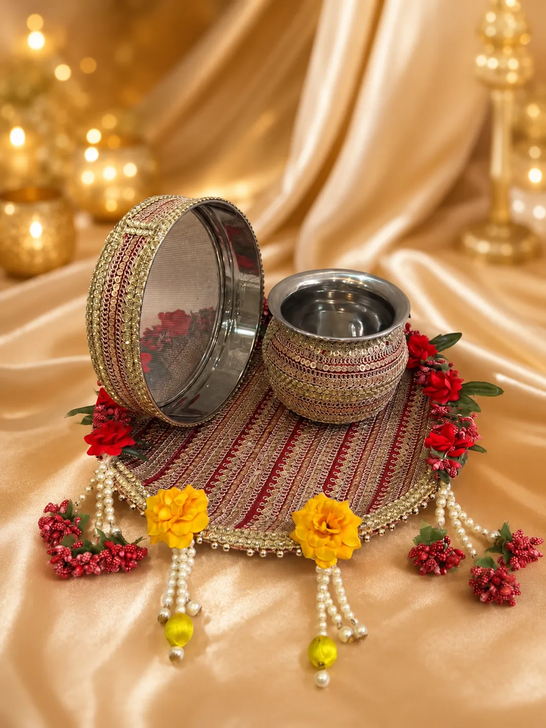 Royal Maroon Karwachauth Set