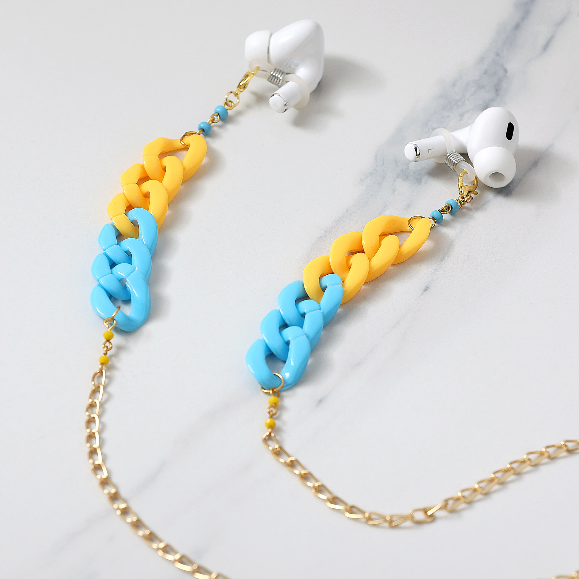 Minion Theme Blue & Yellow Spectacles/Air Pods Chain