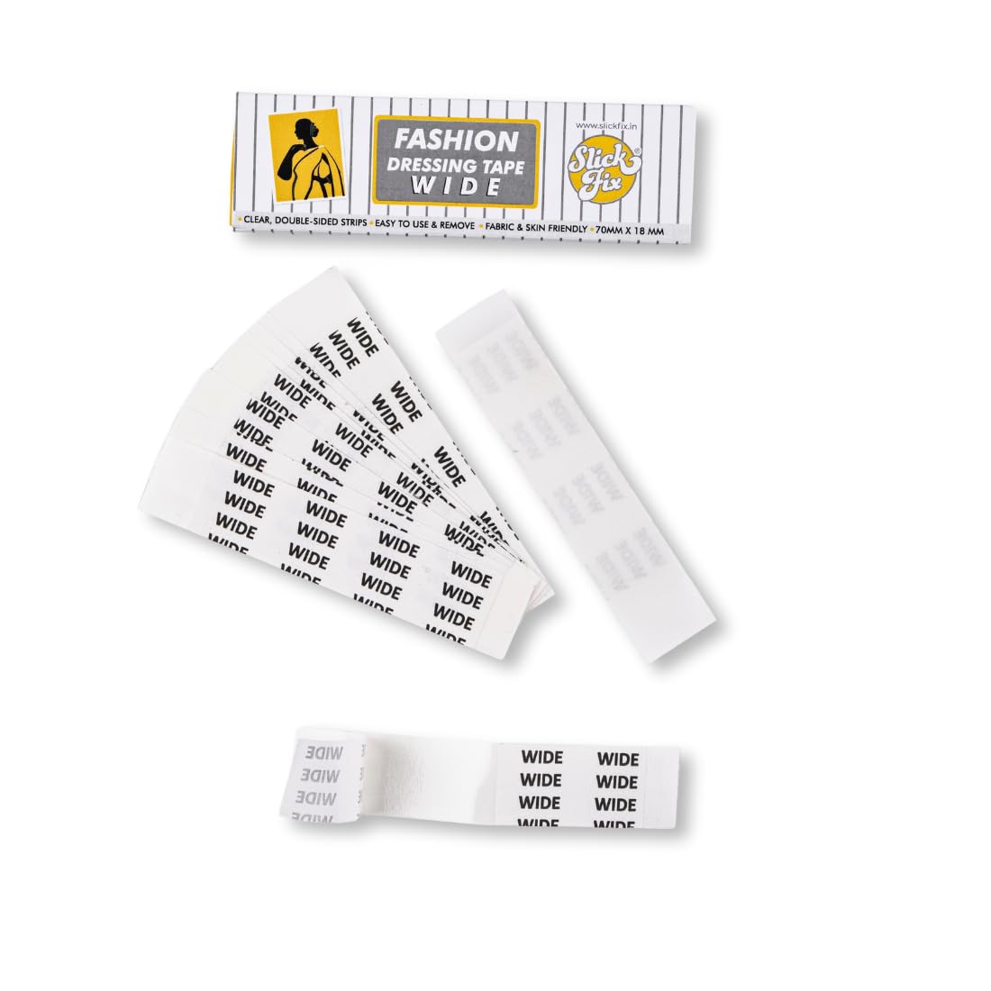 SlickFix Fashion Dressing Tape (WIDE) | Transparent-Pack of 18