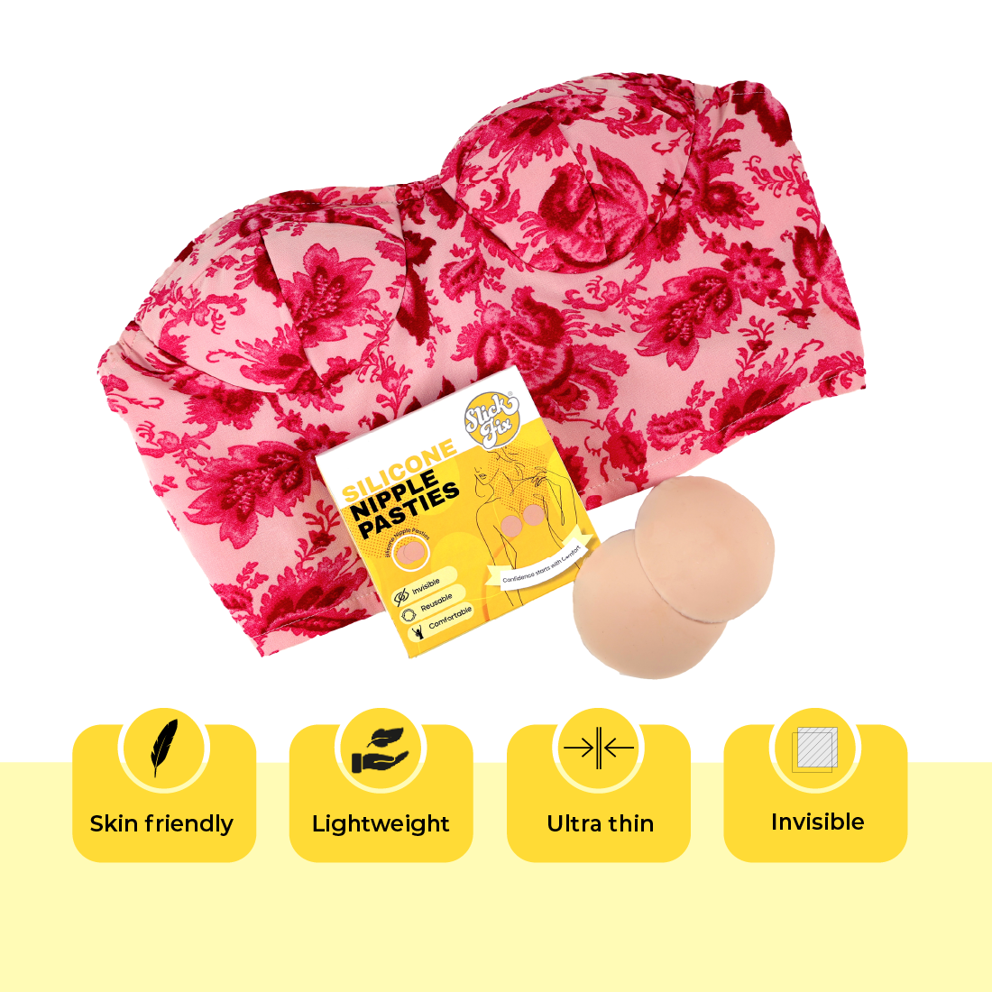 SlickFix Silicone Nipple Pasties Reusable & Seamless Coverage-5 pairs