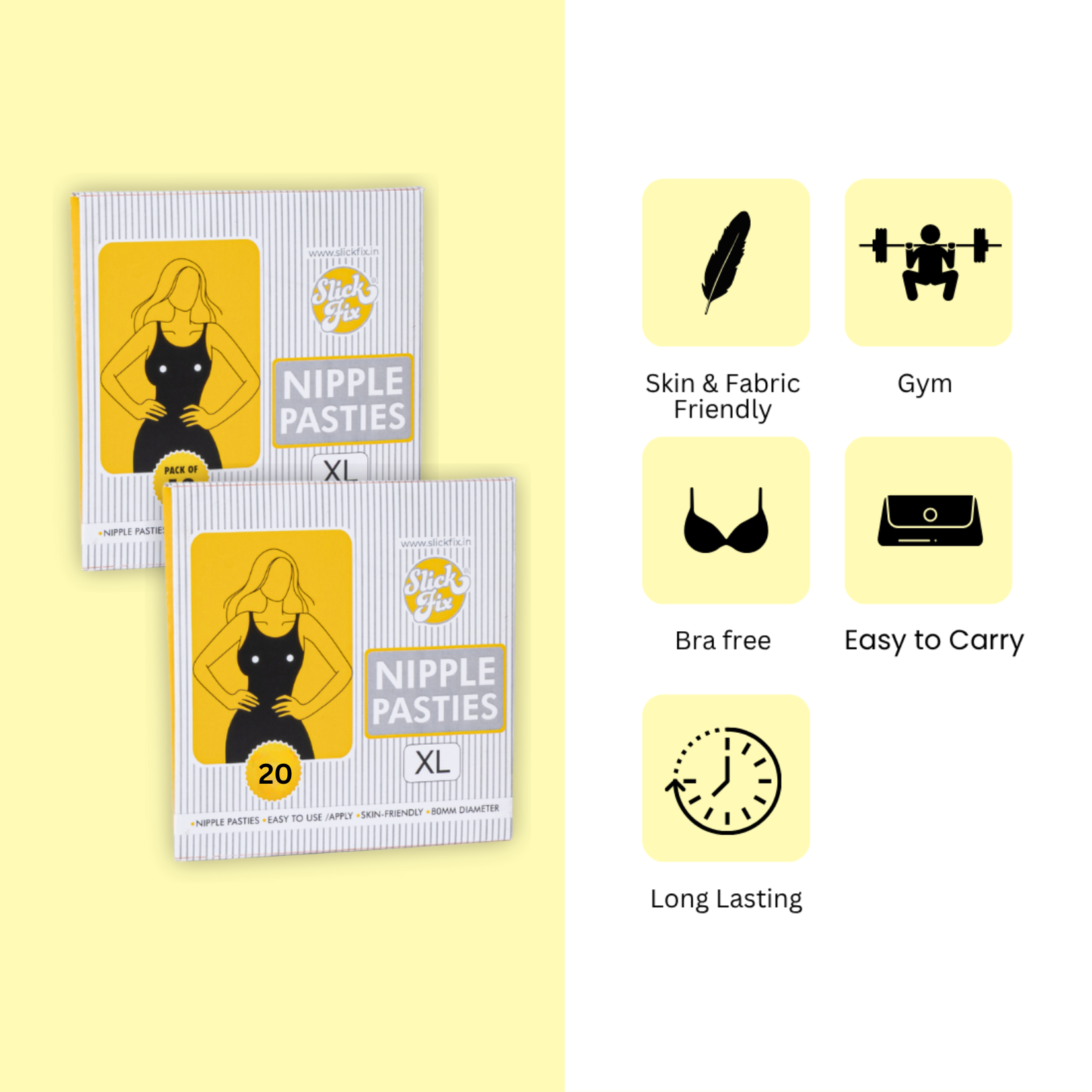 SlickFix Nipple Pasties XL - Extra Coverage, Extra Comfort-pack of 20