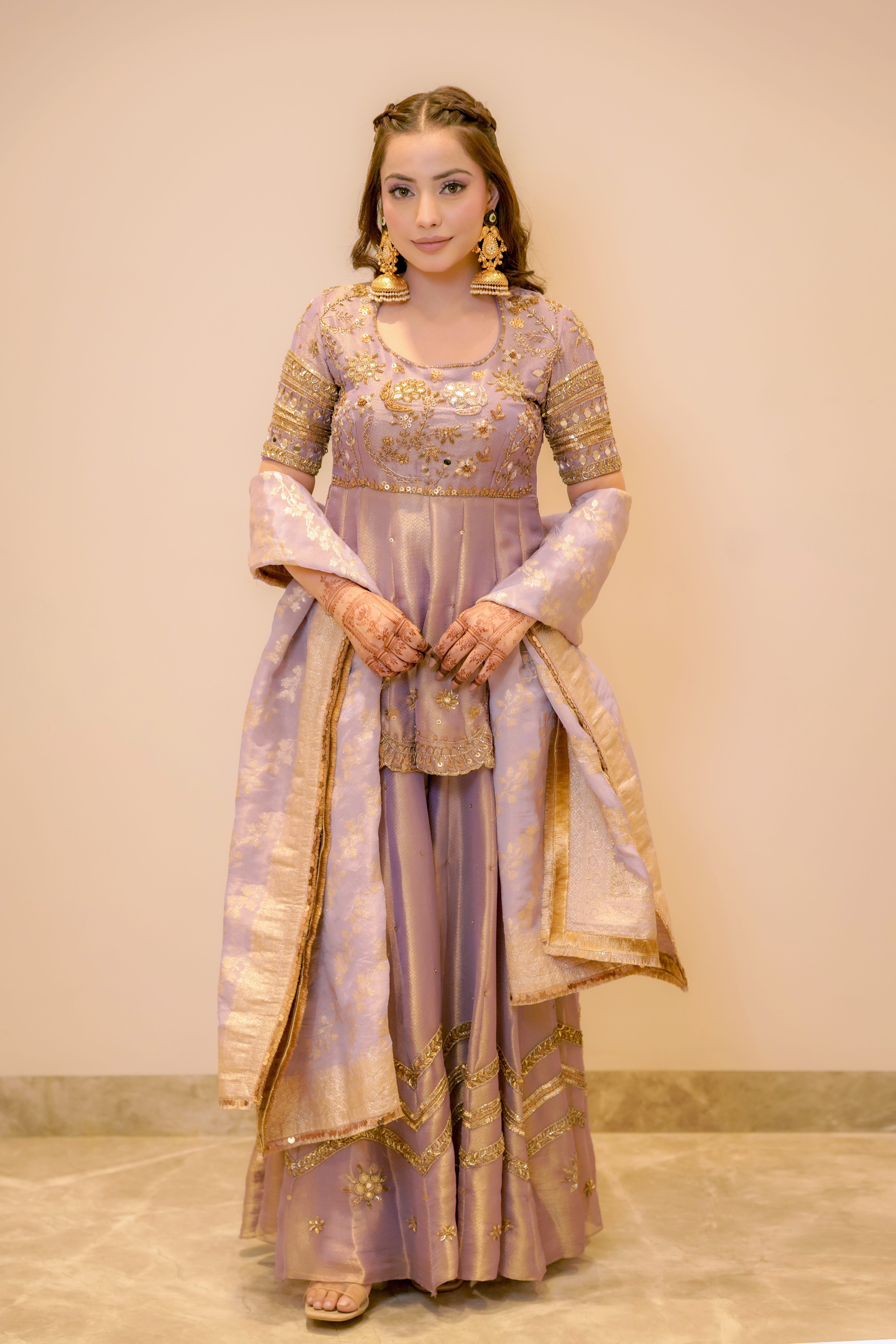 Lavender Kalidar Peplum Sharara with Dupatta