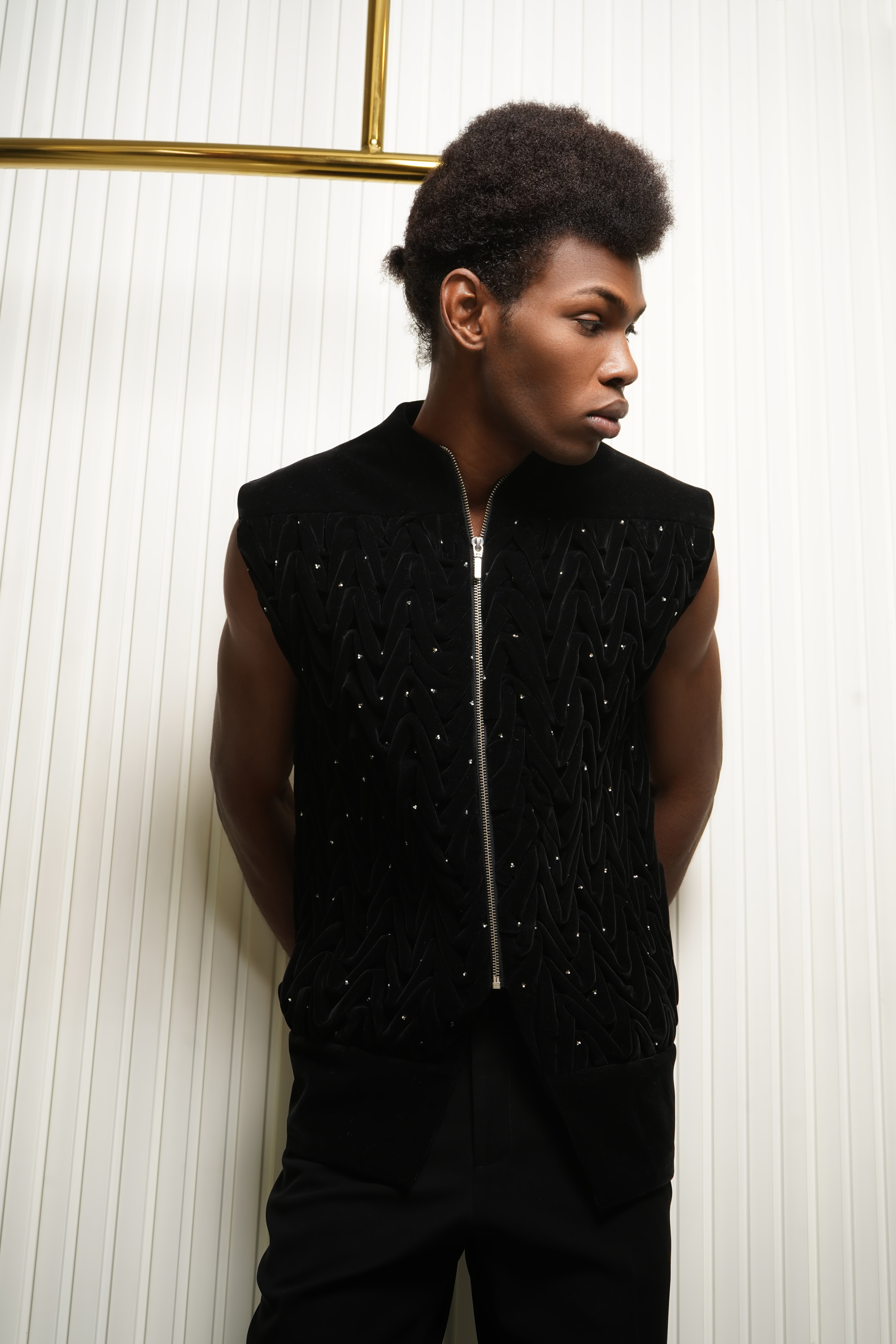Black Sleeveless Smoking Jacket