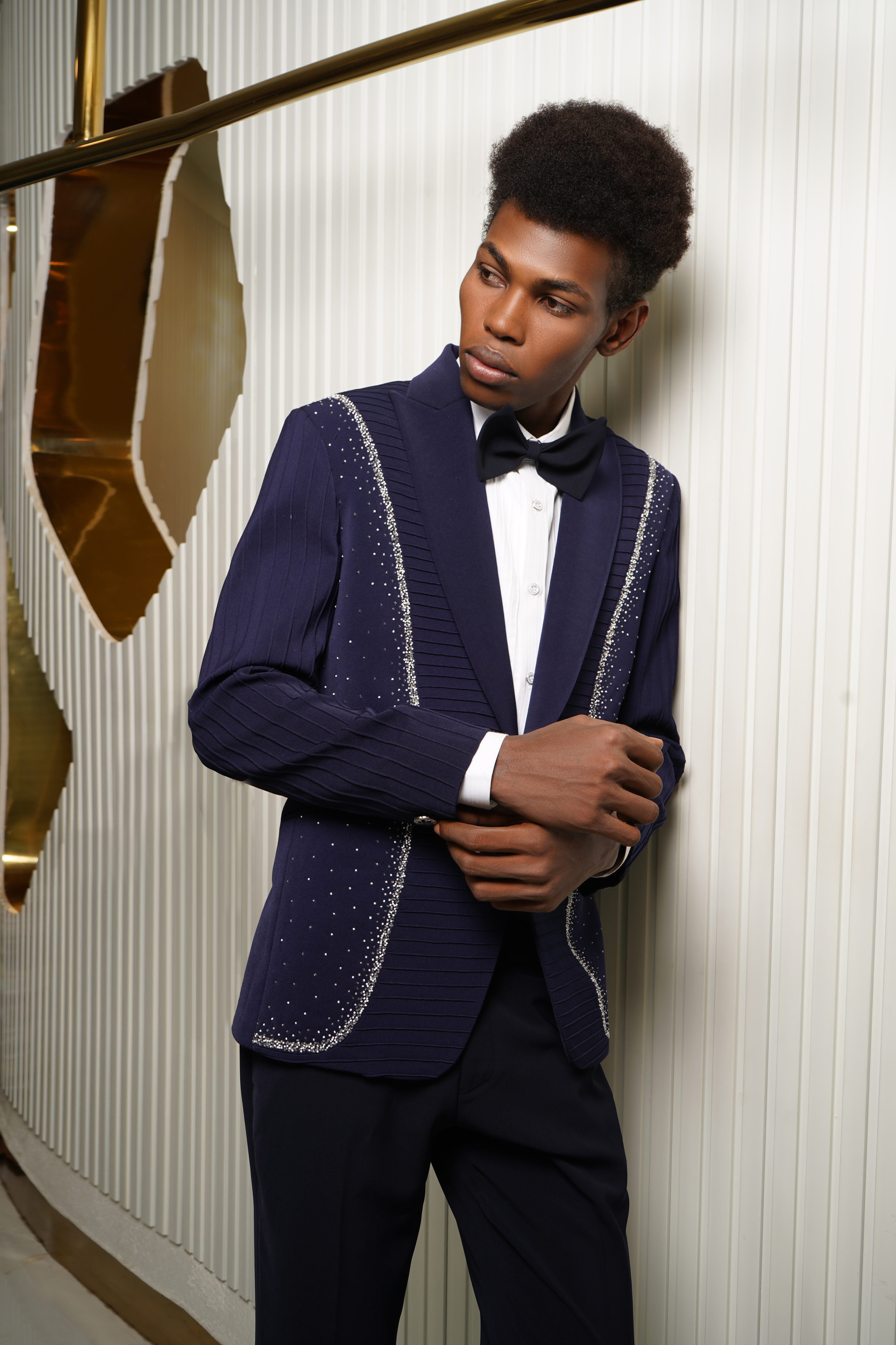 Midnight Blue Embellished Tuxedo Set