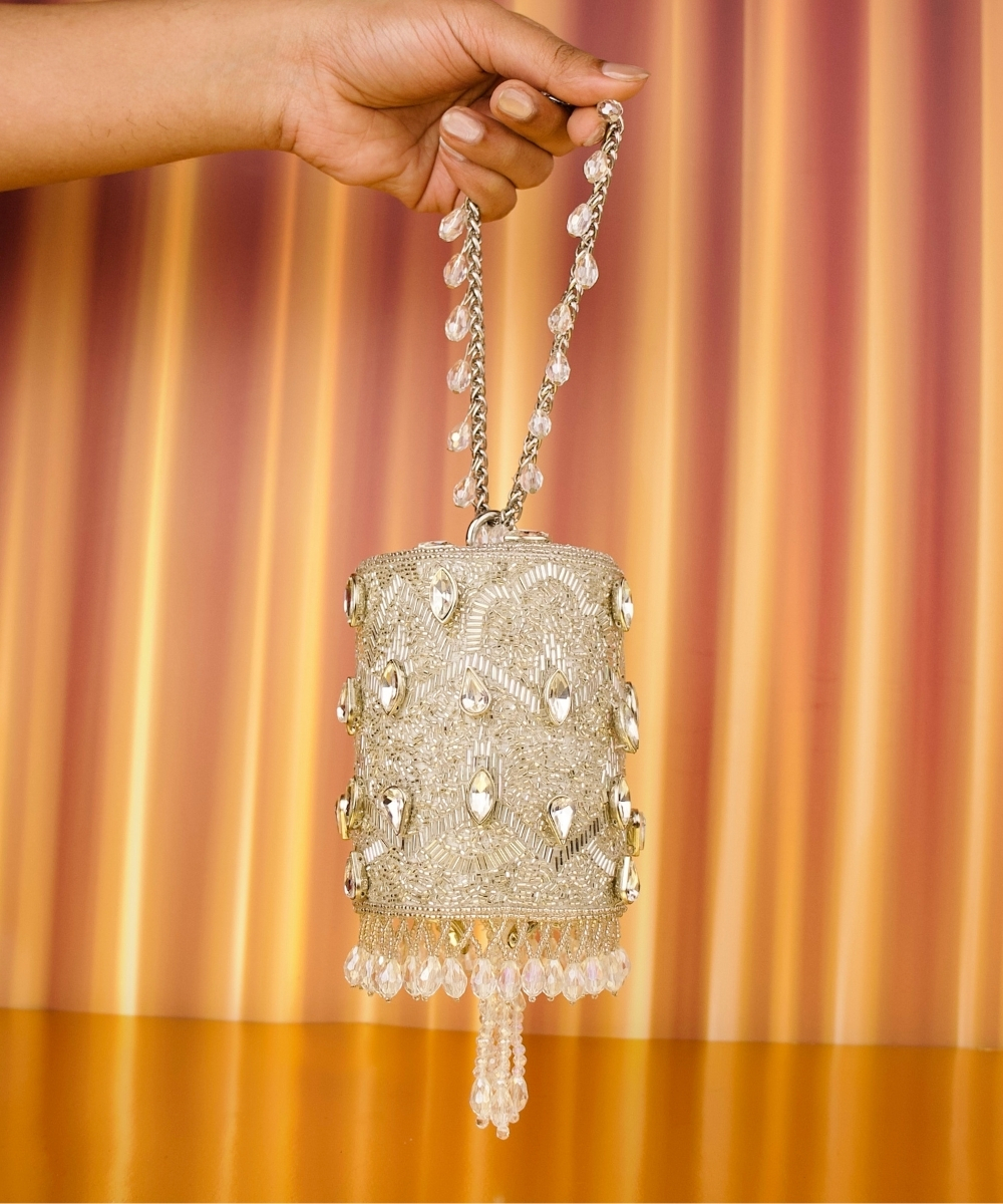 Rania Silver Cylinder Bag