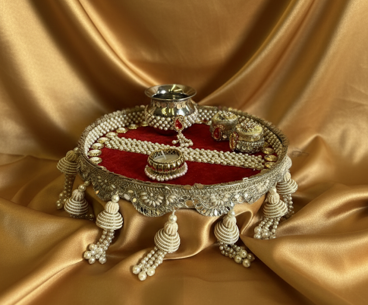 Red Pearl Karwa Chauth Thali Set