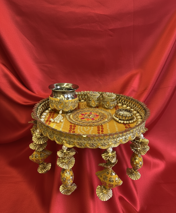 Marigold Sparkle Karwa Chauth Thali Set