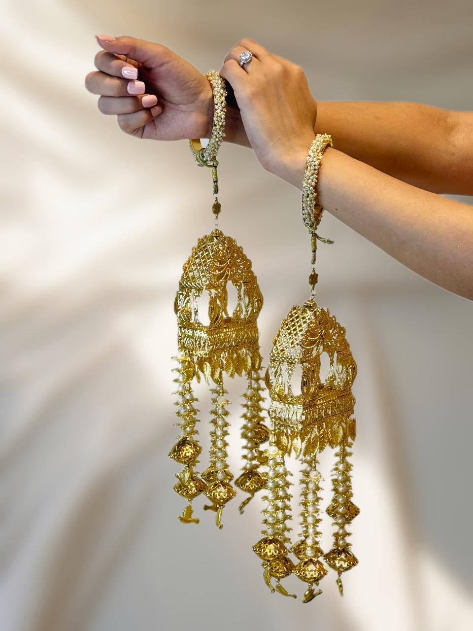 Golden Kaleeras with Bird Hangings