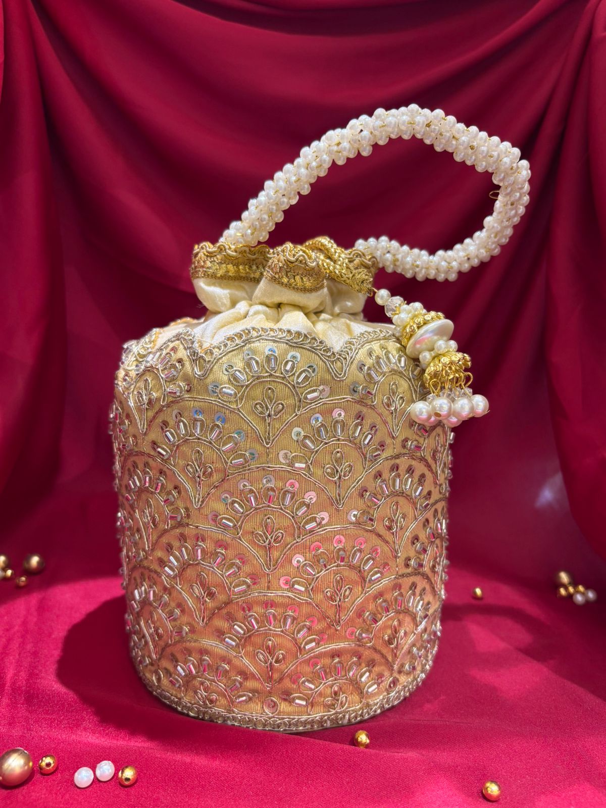 Golden Pearl Potli Bag