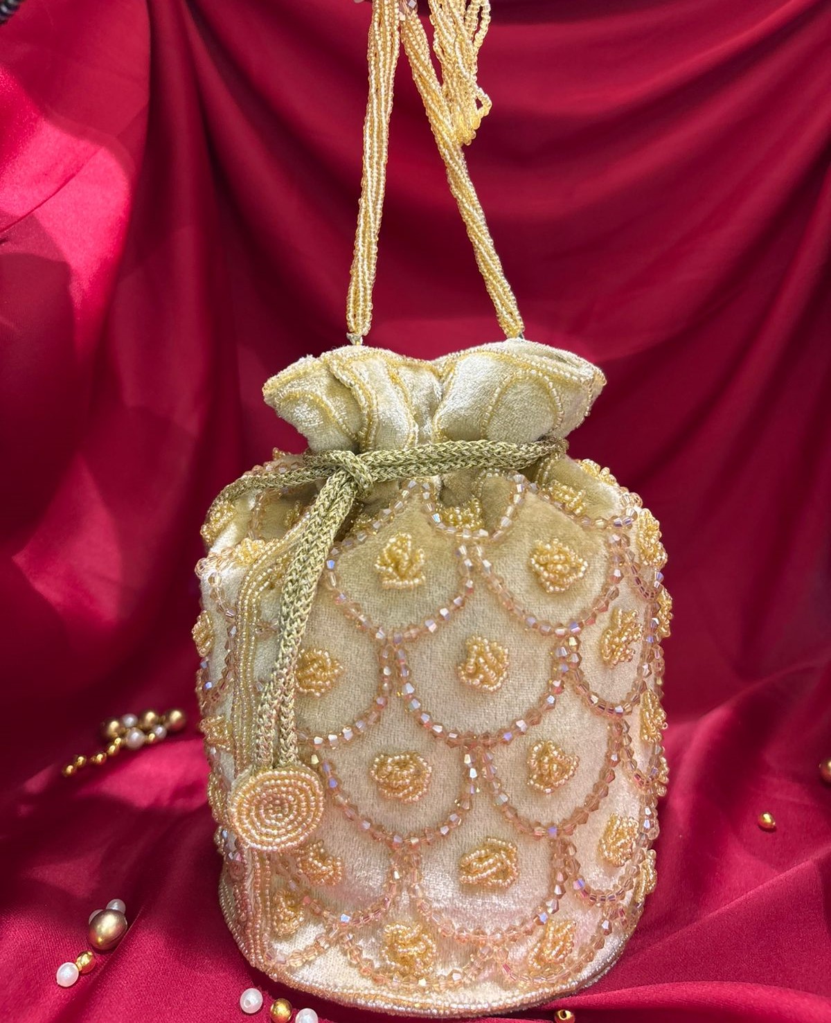 Golden Bloom Potli Bag