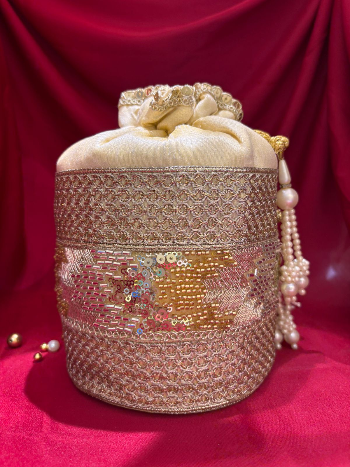 Golden Grace Cylindrical Potli