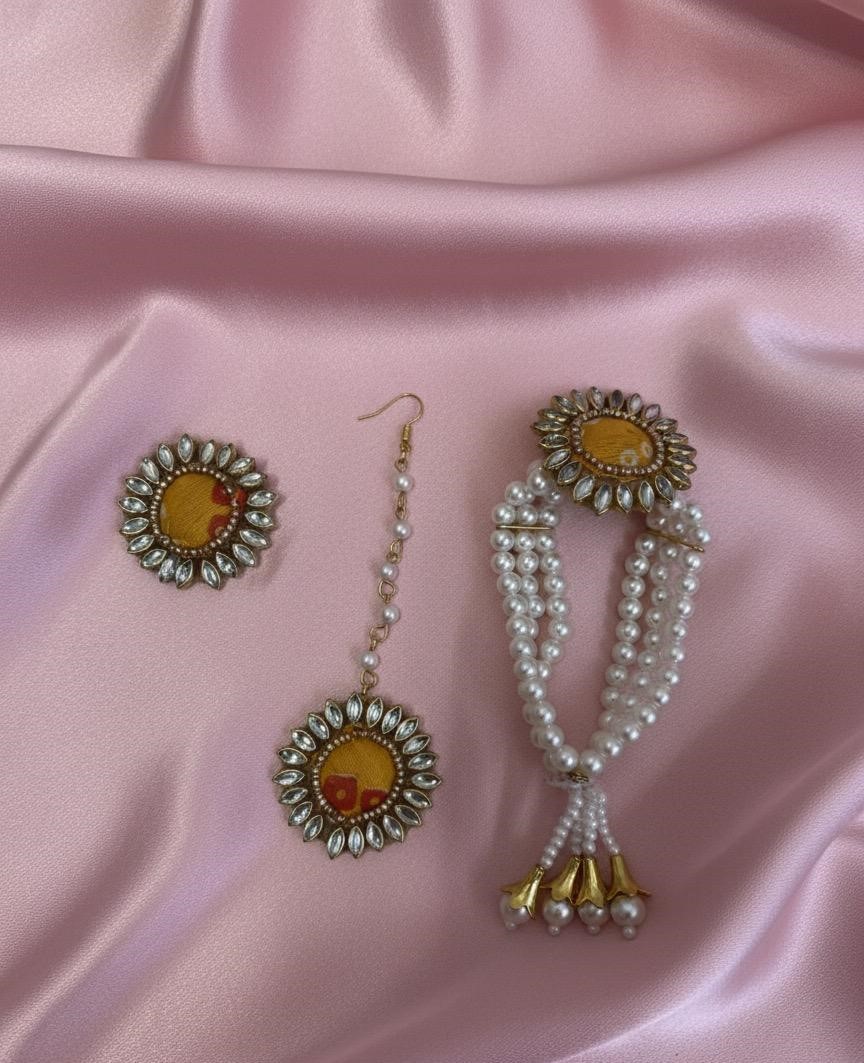 Yellow Jhumka Bracelet Set