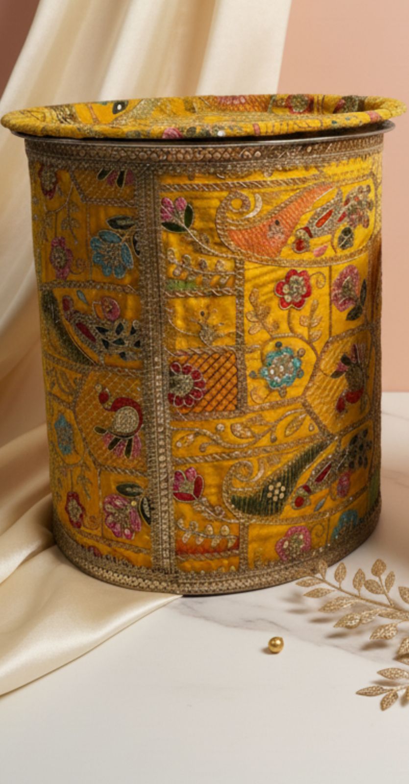 Yellow Embroided Multi Use Drum (Large)