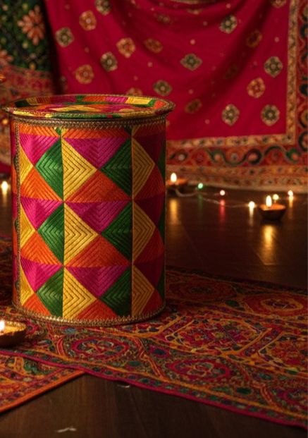 Small Phulkari Multi-use Drum