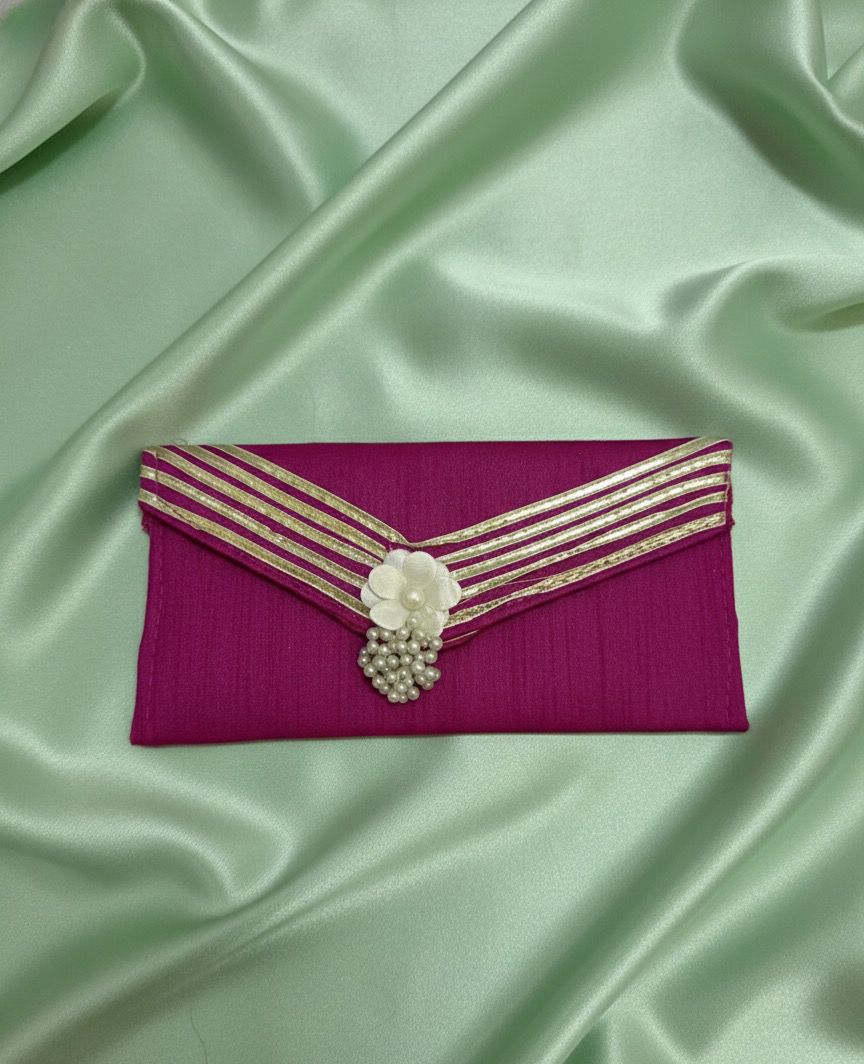 Hot Pink Pearl-Embellished Shagun Envelope