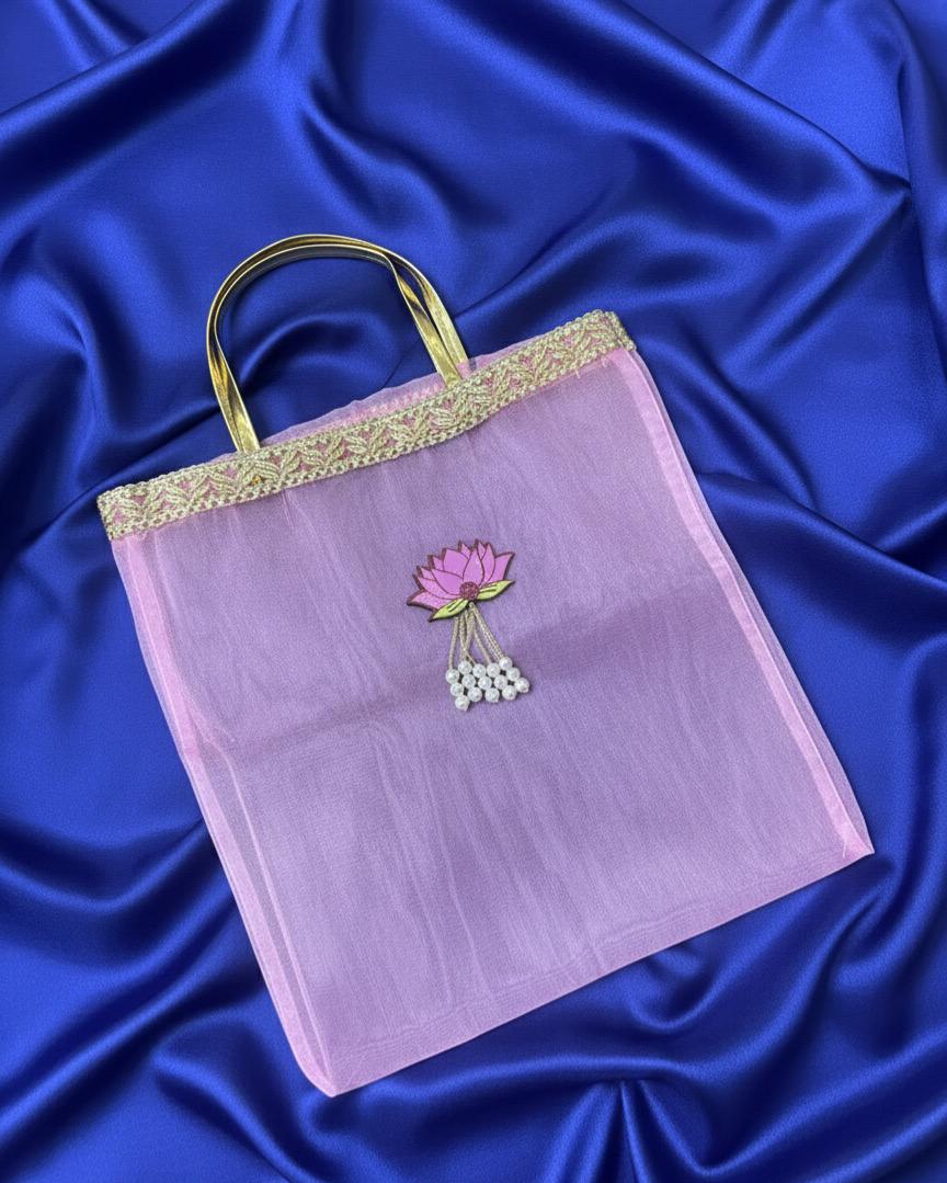Light Pink Lotus Organza Bag